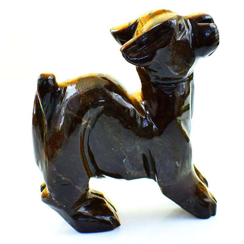 gemsmore:Finely Carved Golden Tiger Eye Baby Sheep