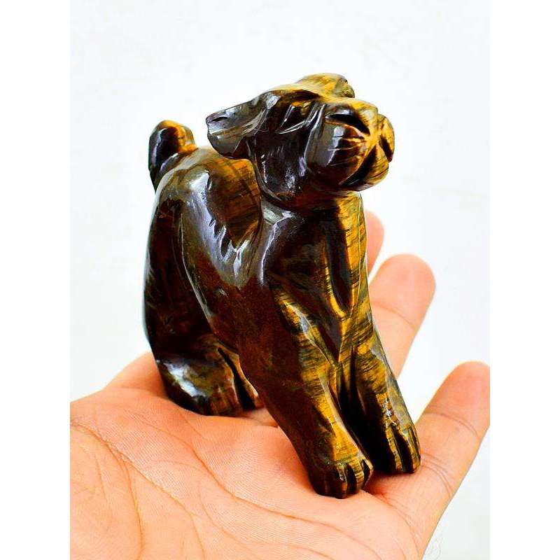 gemsmore:Finely Carved Golden Tiger Eye Baby Sheep