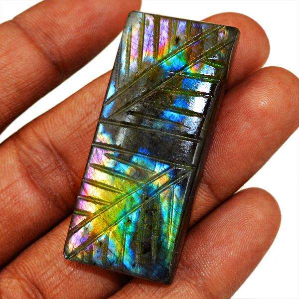 gemsmore:Amazing Blue Flash Labradorite Carved Loose Gemstone