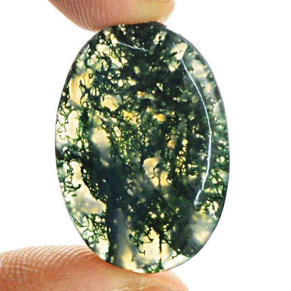 gemsmore:Amazing Genuine Oval Shape Green Moss Agate Untreated Loose Gemstone
