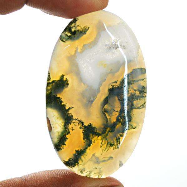 gemsmore:Amazing Genuine Oval Shape Green Moss Agate Untreated Loose Gemstone