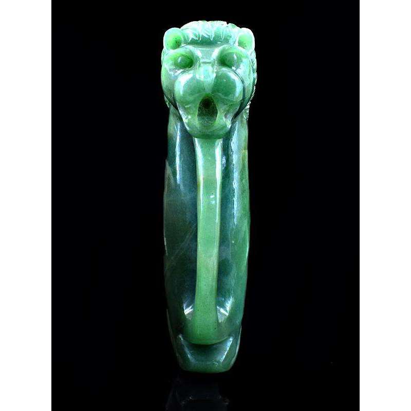 gemsmore:Exclusive Green Aquamarine Lion Designer Hand Carved Sword Handle