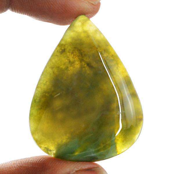 gemsmore:Natural Green Moss Agate Pear Shape Loose Gemstone