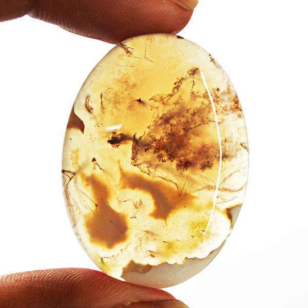gemsmore:Natural Oval Shape Moss Agate Untreated Loose Gemstone