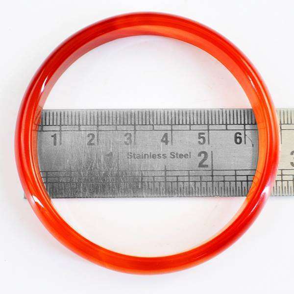 gemsmore:Office Wear Orange Onyx Hand Carved Bangle