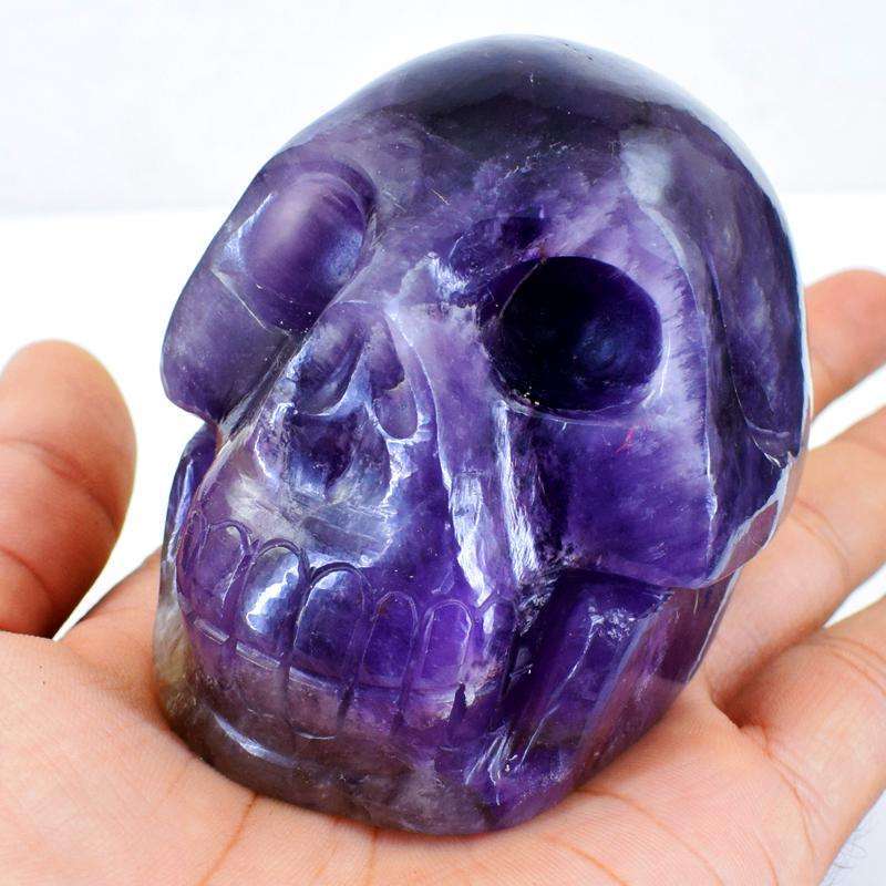 gemsmore:Genuien Chevron Amethyst Hand Carved Gemstone Skull