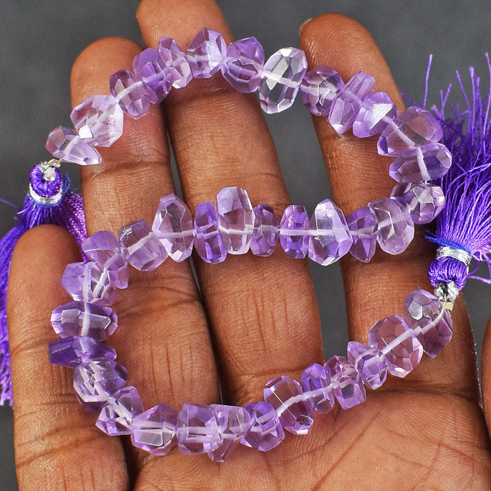 gemsmore:Genuine 122 Carats Amethyst Beads Strand Of 08 Inches