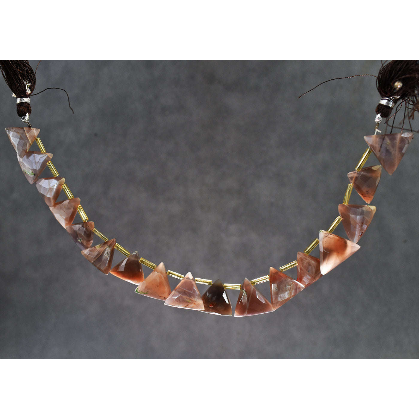 gemsmore:Genuine 127 Carats 08 Inches Chocolate Moonstone Faceted Beads Strand