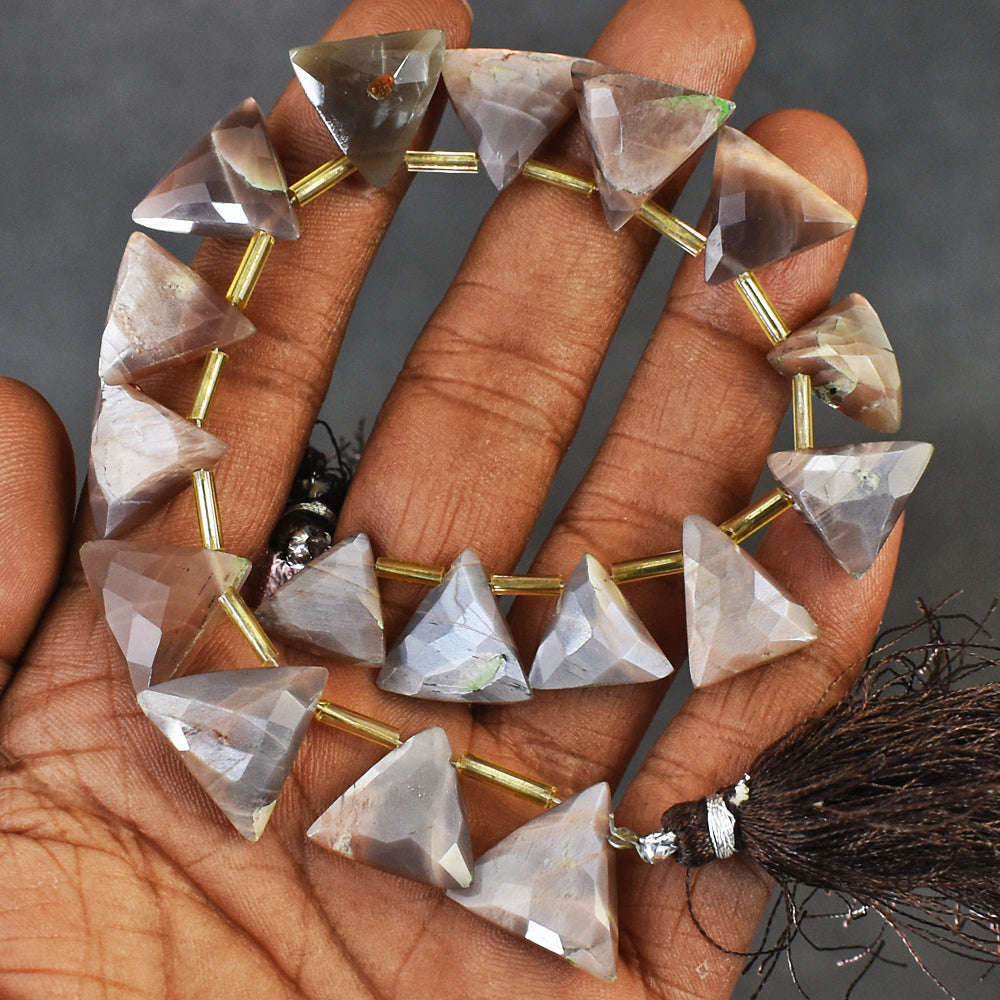 gemsmore:Genuine 127 Carats 08 Inches Chocolate Moonstone Faceted Beads Strand