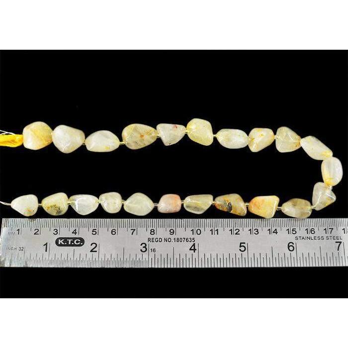 gemsmore:Genuine 290.00 Cts Drilled Golden Rutile Quartz Beads Strand