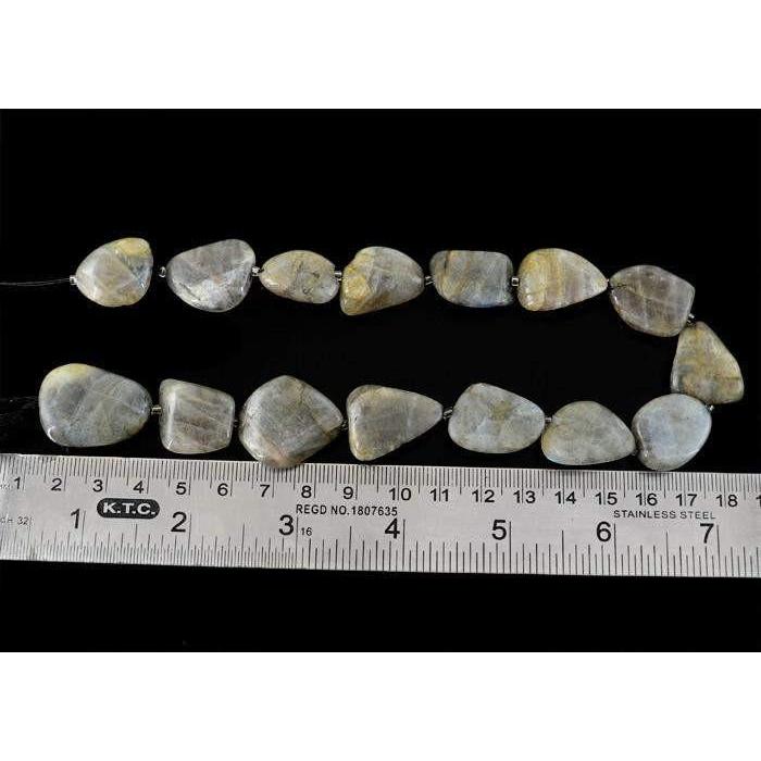 gemsmore:Genuine 370.00 Cts Drilled Blue Labradorite Beads Strand