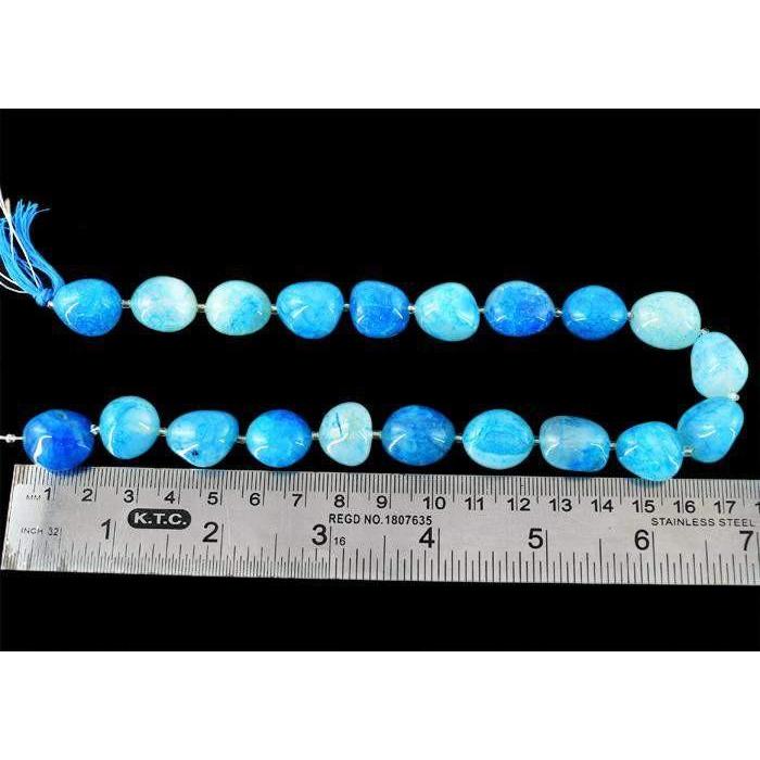 gemsmore:Genuine 400.00 Cts Drilled Blue Onyx Beads Strand