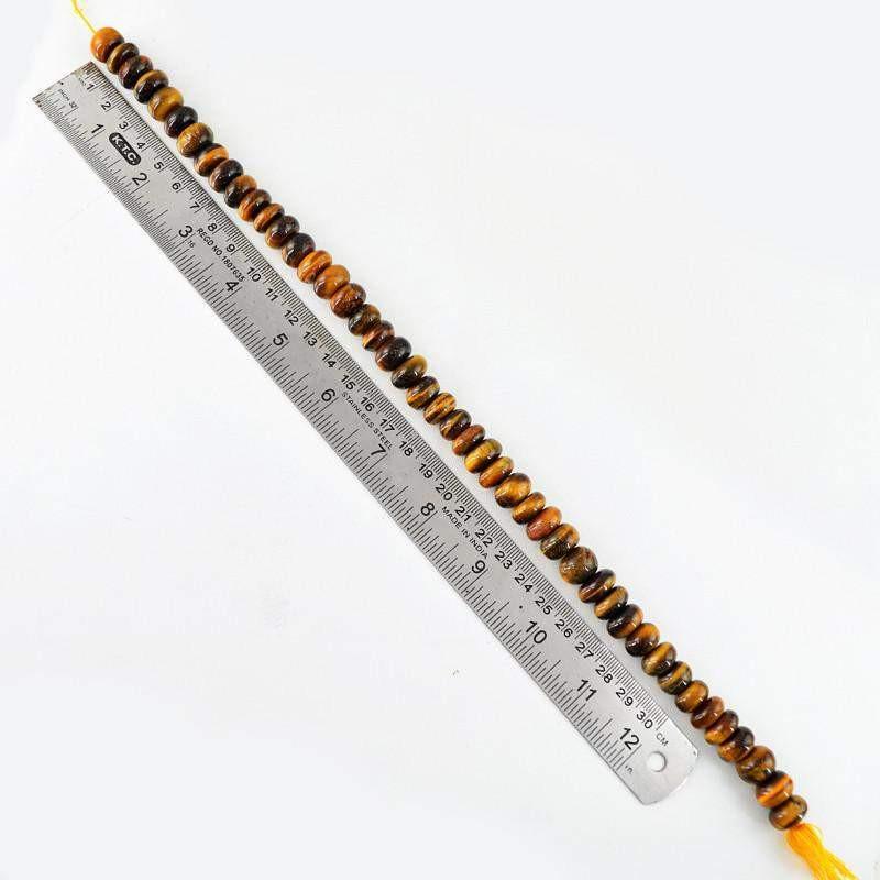 gemsmore:Genuine 525.40 Cts Golden Tiger Eye Drilled Beads Strand