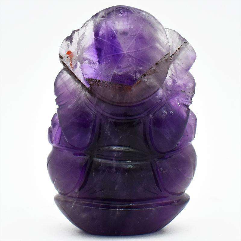 gemsmore:Genuine 610.00 Cts Purple Amethyst Carved Lord Ganesha Idol