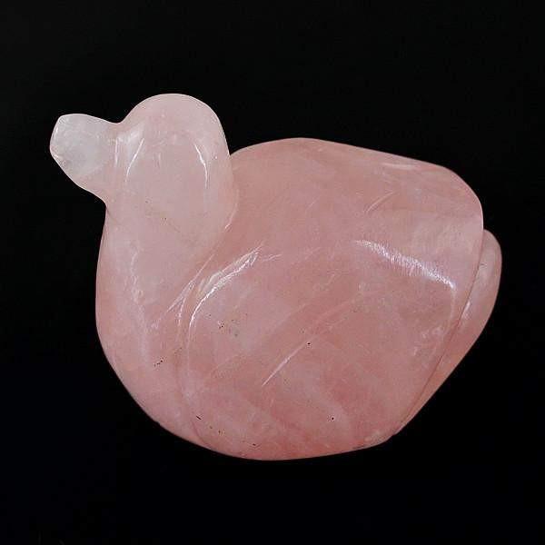 gemsmore:Genuine 673.50 Cts Pink Rose Quartz Carved Duck Gemstone