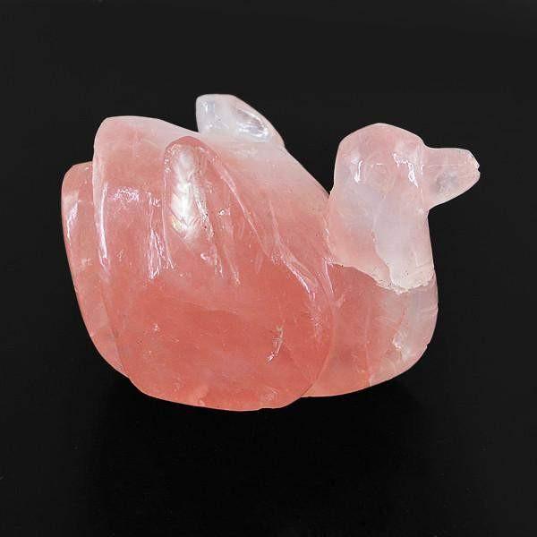 gemsmore:Genuine 678.25 Cts Pink Rose Quartz Carved Duck Gemstone