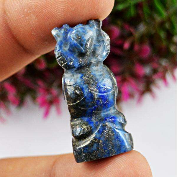 gemsmore:Genuine Amazing Blue Lapis Lazuli Hand Carved Owl