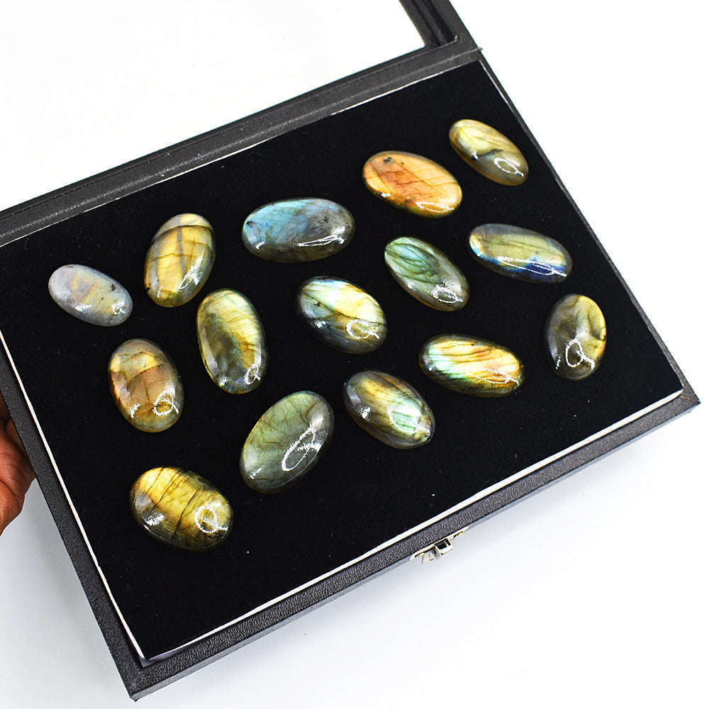 gemsmore:Genuine Amazing Flash Labradorite Cabochon Lot