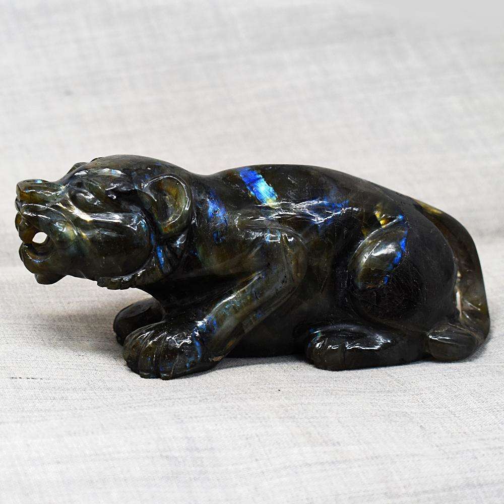 gemsmore:Genuine Amazing Flash Labradorite Hand Carved Lion