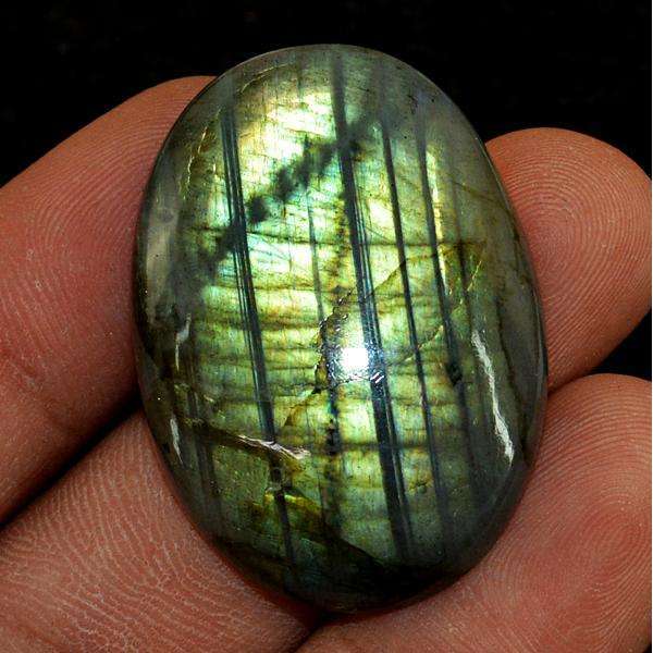 gemsmore:Genuine Amazing Golden Flash Labradorite Oval Shape Loose Gemstone