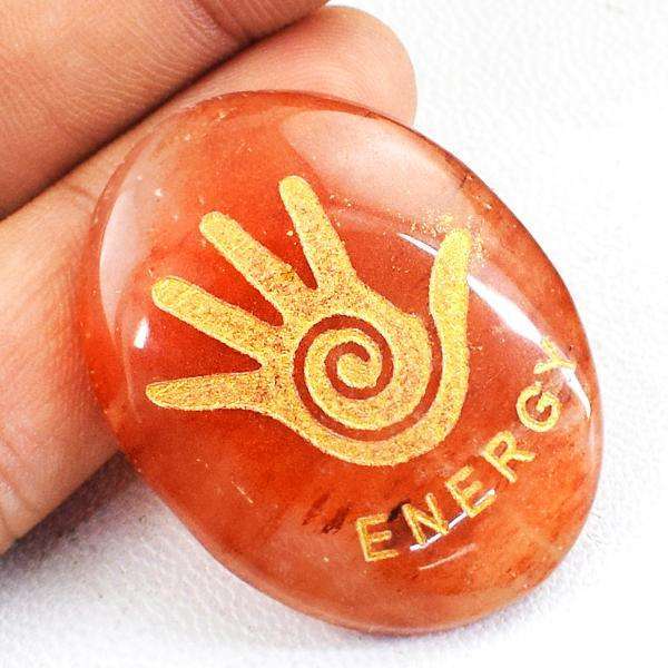 gemsmore:Genuine Amazing Oval Shape Orange Aventurine Healing Loose Gemstone