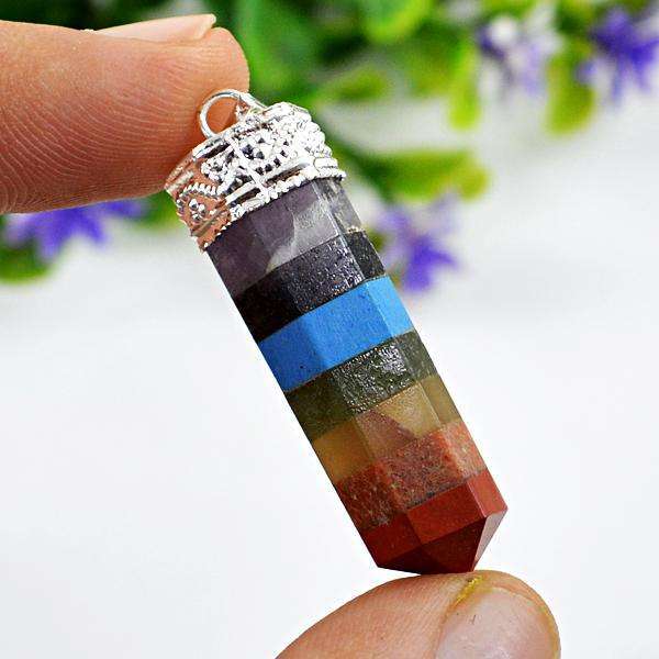 gemsmore:Genuine Amazing Seven Chakra Healing Point Pendant