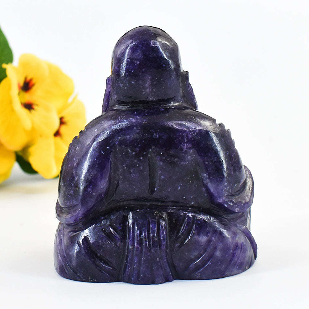 gemsmore:Genuine  Amethyst Hand Carved Genuine Crystal Gemstone Carving Laughing Buddha