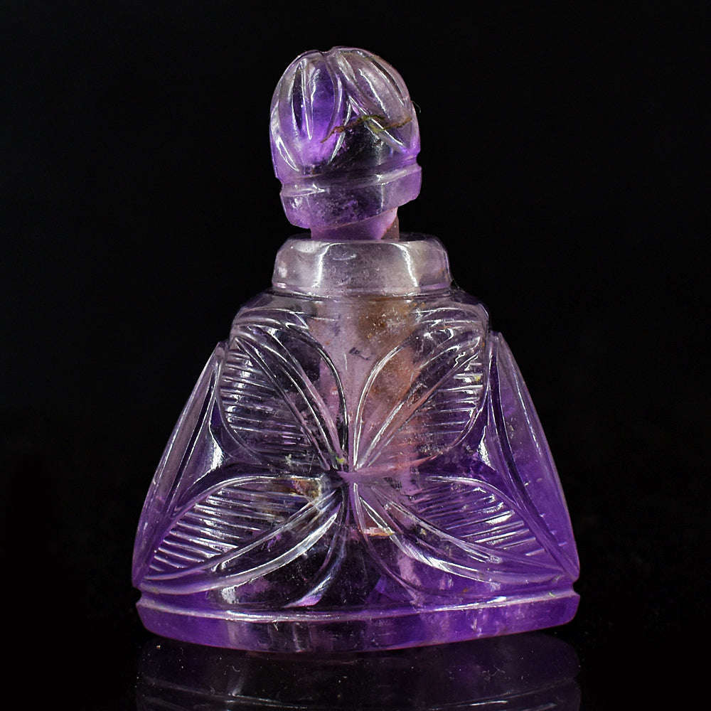 gemsmore:Genuine Amethyst  Hand Carved Genuine Crystal Gemstone Carving Perfume Bottle