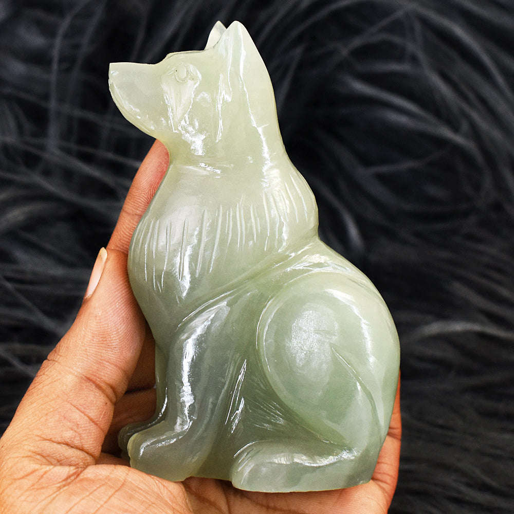 gemsmore:Genuine Aventurine Hand Carved Genuine Crystal Gemstone Carving Dog