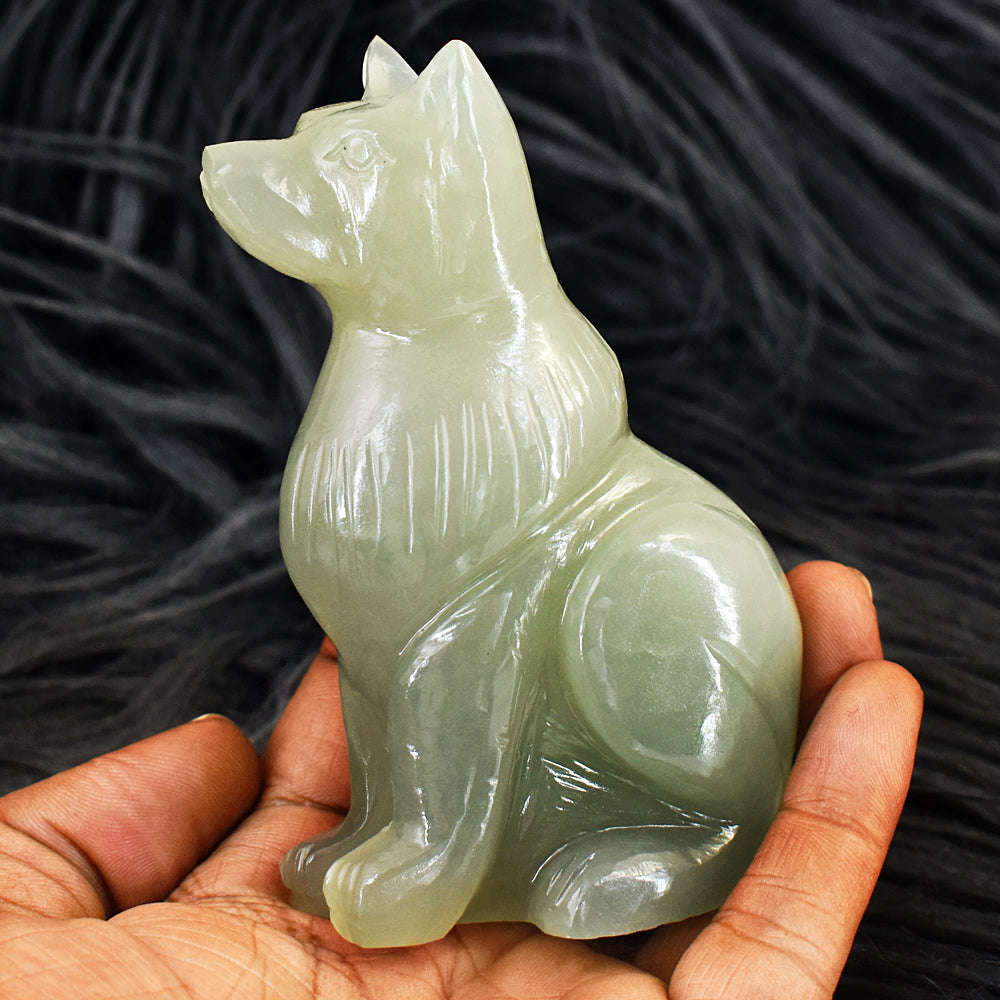 gemsmore:Genuine Aventurine Hand Carved Genuine Crystal Gemstone Carving Dog