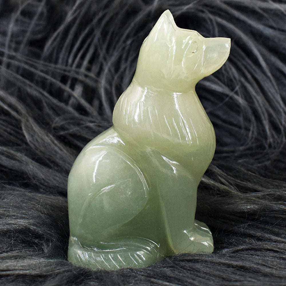 gemsmore:Genuine Aventurine Hand Carved Genuine Crystal Gemstone Carving Dog