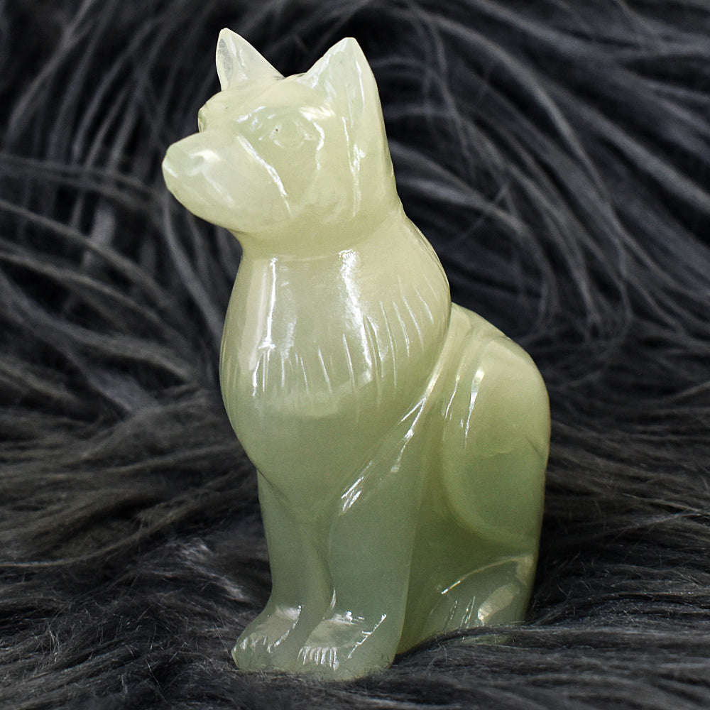 gemsmore:Genuine Aventurine Hand Carved Genuine Crystal Gemstone Carving Dog