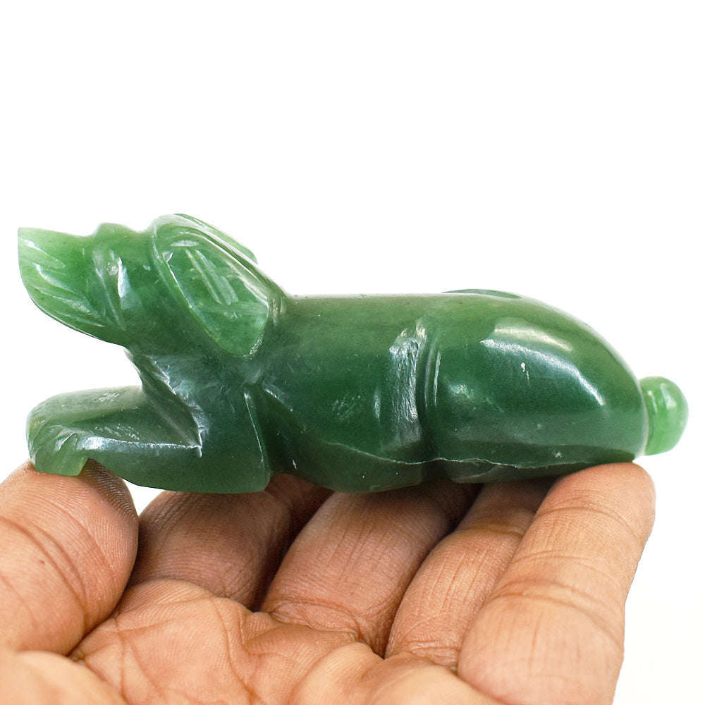 gemsmore:Genuine Aventurine Hand Carved Genuine Crystal Gemstone Carving Dog