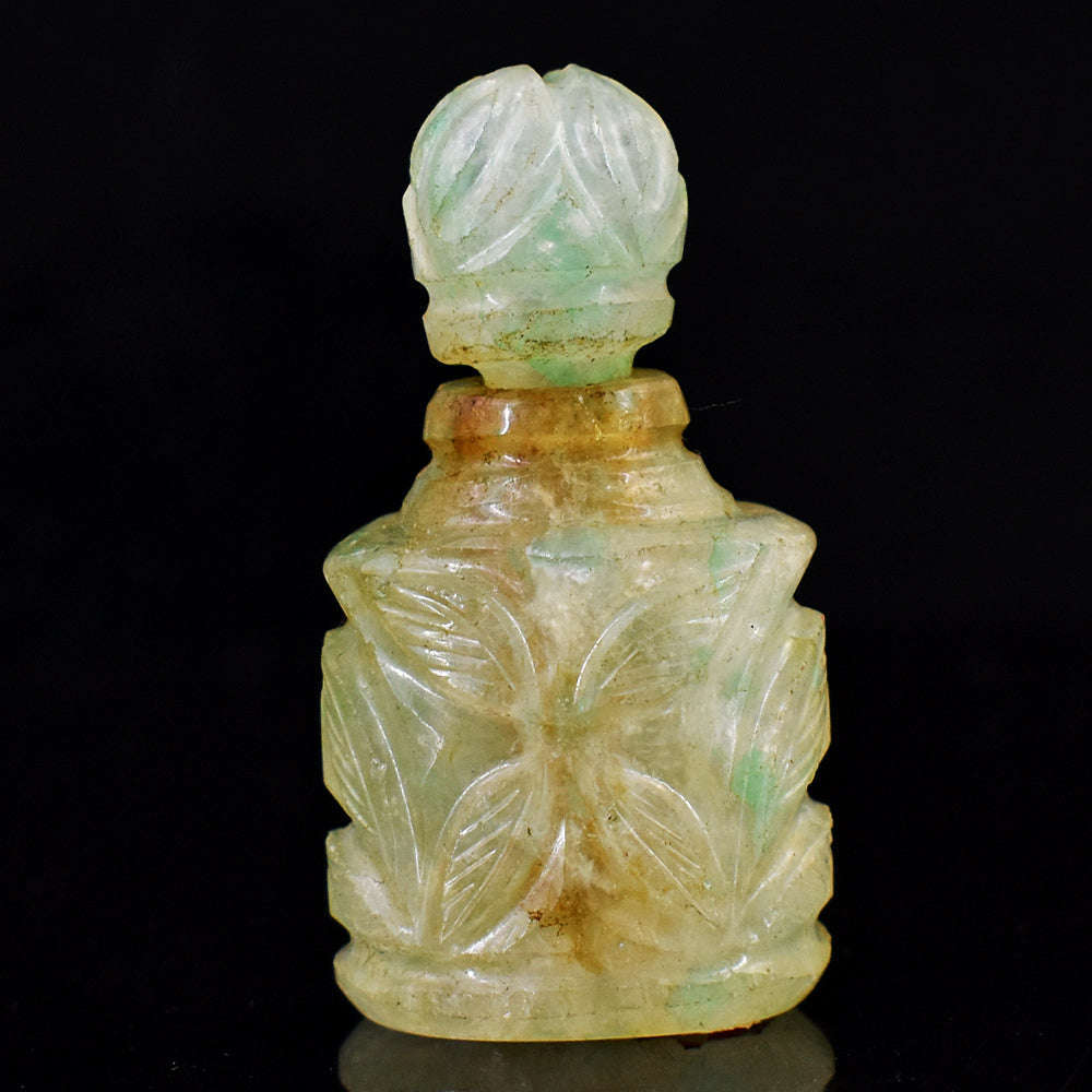 gemsmore:Genuine Aventurine  Hand Carved Genuine Crystal Gemstone Carving Perfume Bottle