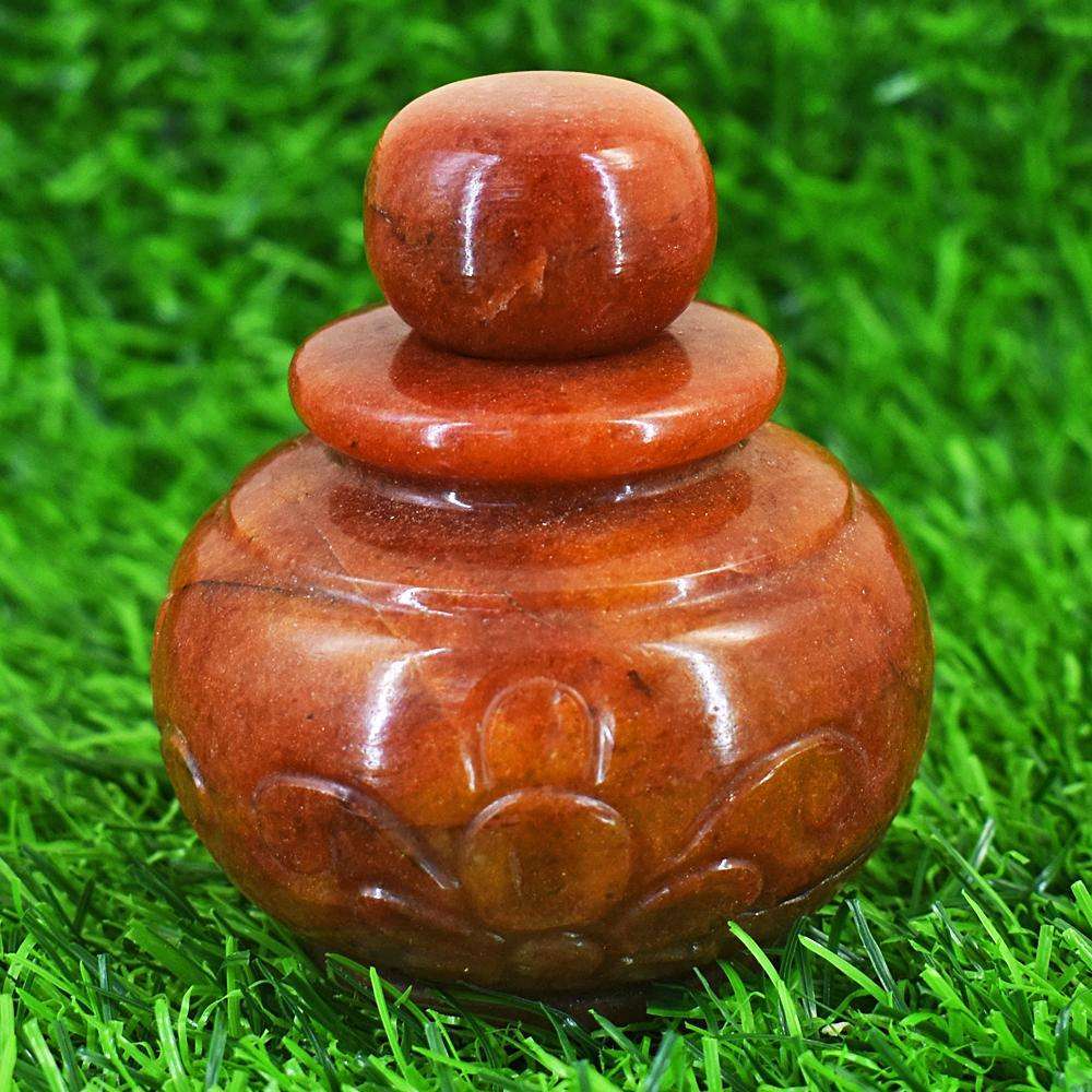 gemsmore:Genuine Aventurine Hand Carved Perfume Bottle