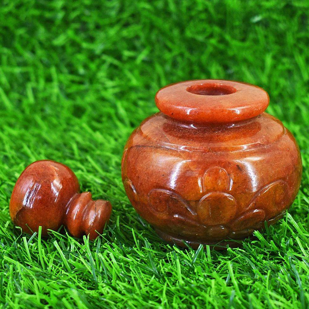 gemsmore:Genuine Aventurine Hand Carved Perfume Bottle