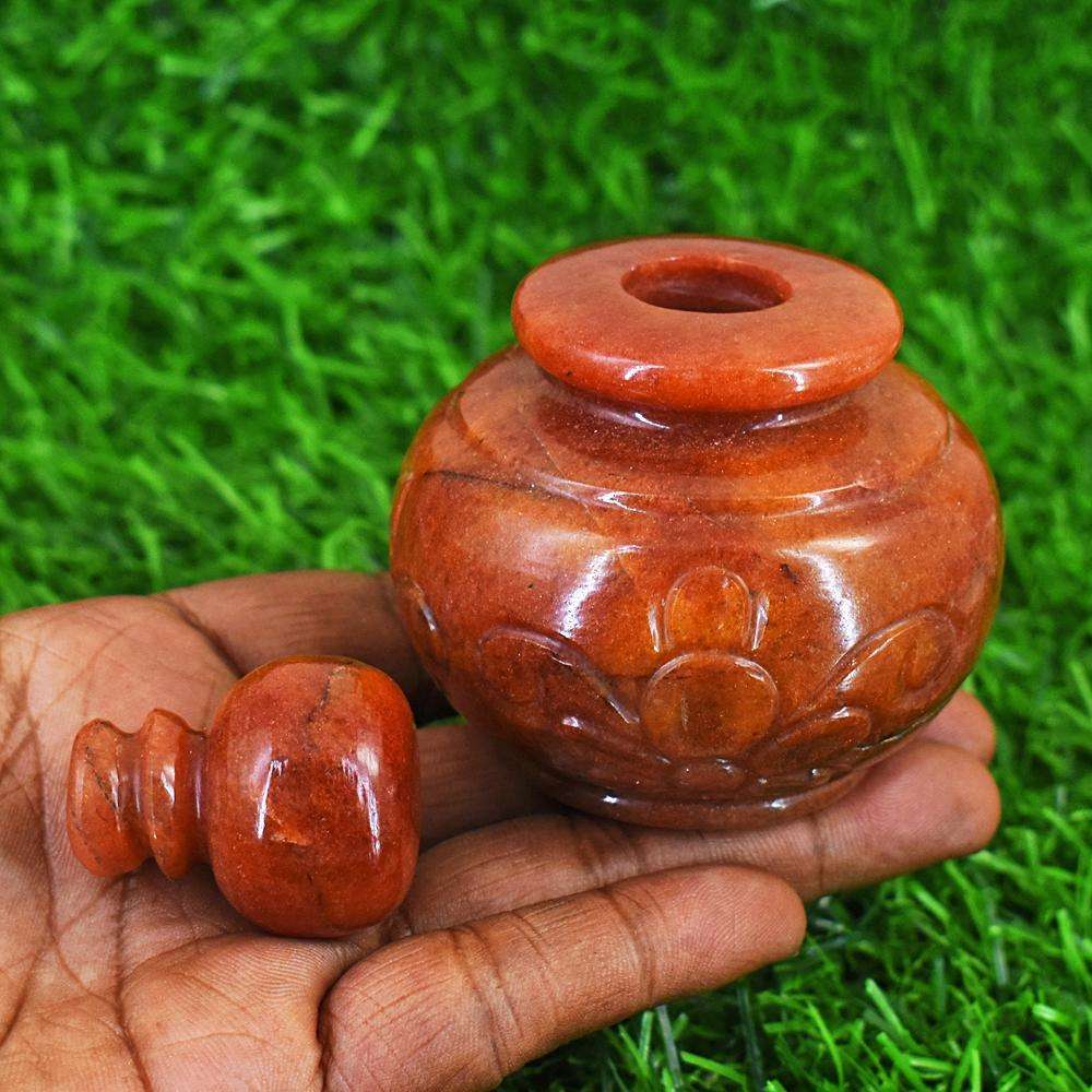 gemsmore:Genuine Aventurine Hand Carved Perfume Bottle