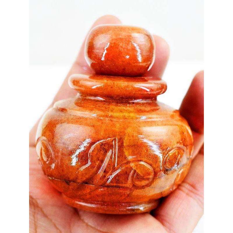 gemsmore:Genuine Aventurine Hand Carved Perfume Bottle
