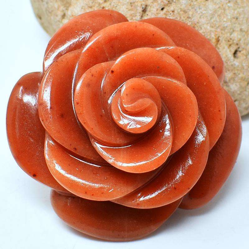 gemsmore:Genuine Aventurine Hand Carved Rose