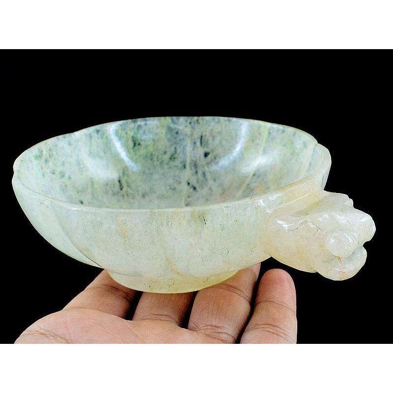 gemsmore:Genuine Aventurine Lion Carved Designed Bowl