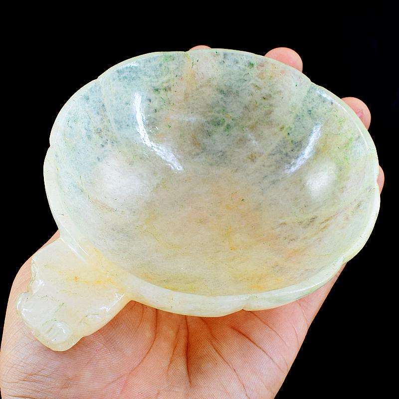 gemsmore:Genuine Aventurine Lion Carved Designed Bowl