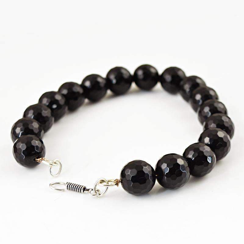 gemsmore:Genuine Black Spinel Bracelet Natural Faceted Round Beads