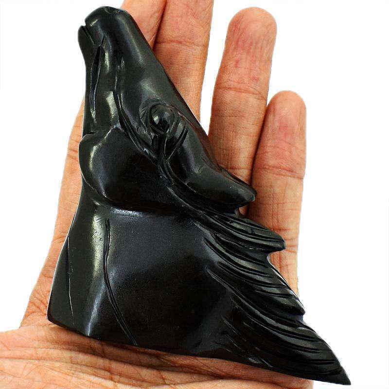 gemsmore:Genuine Black Spinel Carved Horse Head