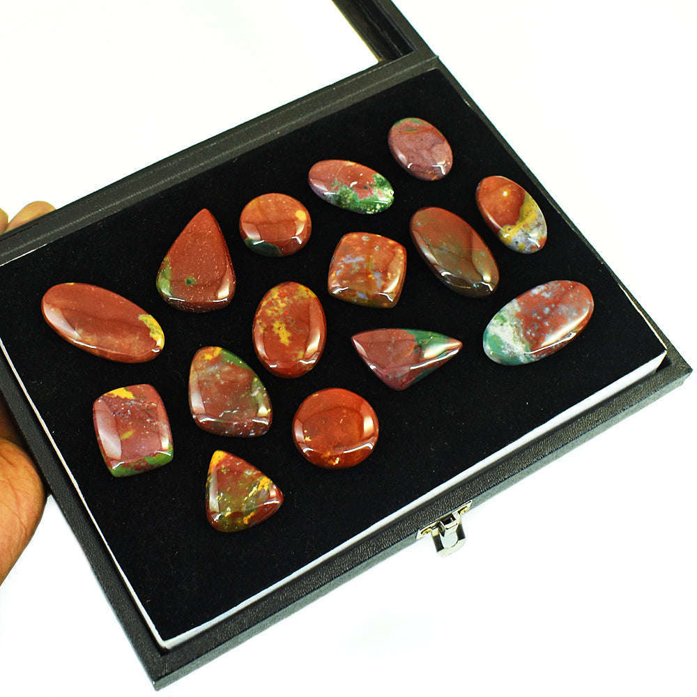 gemsmore:Genuine Bloodstone Untreated Gemstone Cabochon Lot