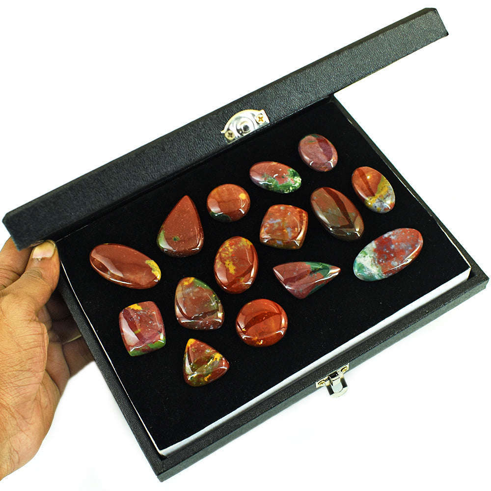 gemsmore:Genuine Bloodstone Untreated Gemstone Cabochon Lot