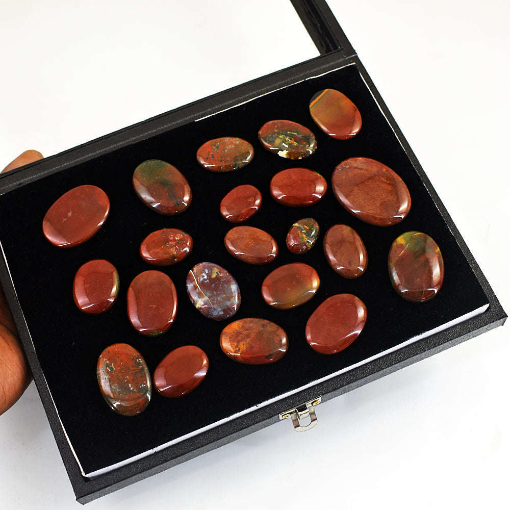 gemsmore:Genuine Bloodstone Untreated Gemstone Cabochon Lot
