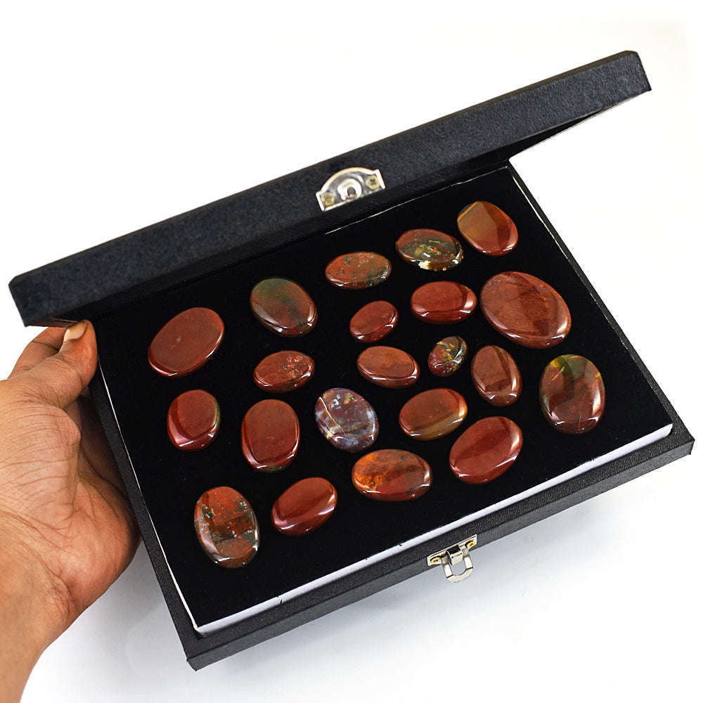 gemsmore:Genuine Bloodstone Untreated Gemstone Cabochon Lot