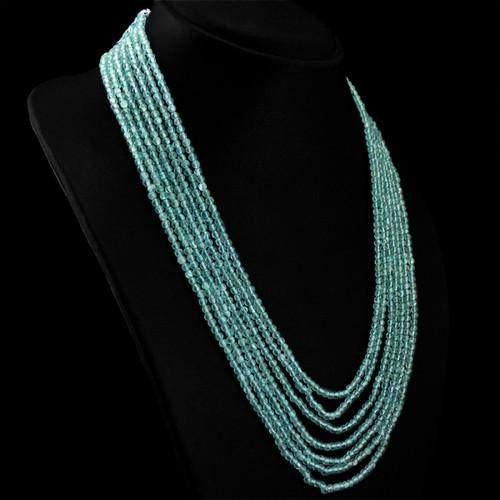 gemsmore:Genuine Blue Apatite 7 Line Beads necklace