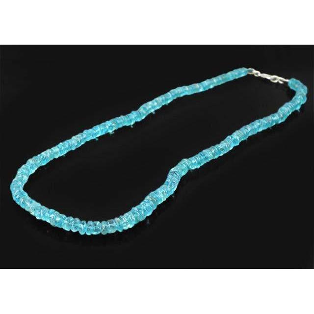 gemsmore:Genuine Blue Apatite Untreated Beads Necklace
