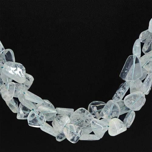 gemsmore:Genuine Blue Aquamarine Beads Necklace Strand